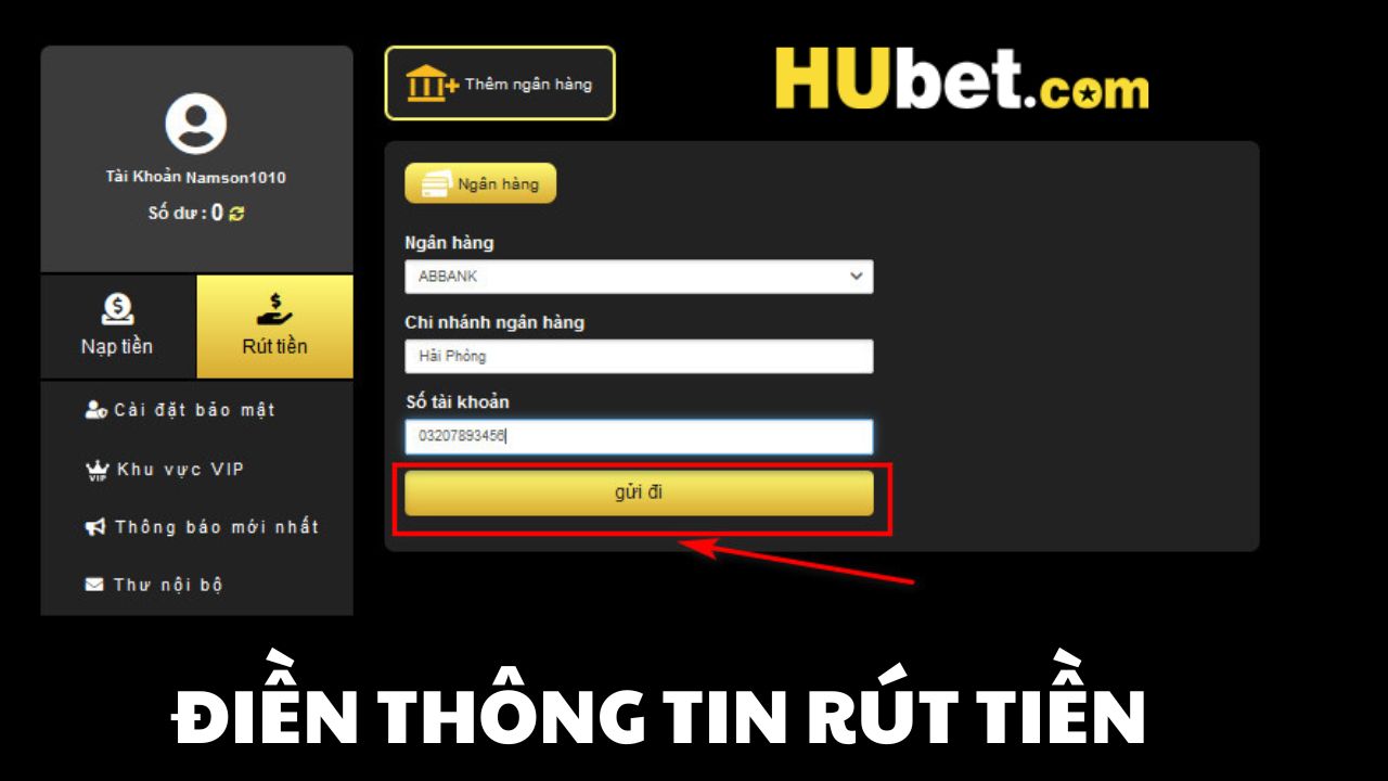 Cách rút tiền HUBET cực dễ